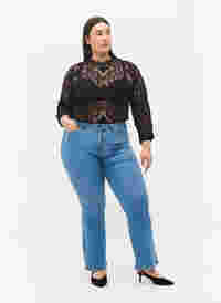 Ellen bootcut jeans met hoge taille, Light blue, Model