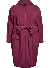 Ochtendjas met rits en capuchon, Donker Bordeaux