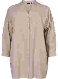 Gestreept katoenen overhemd met 3/4 mouwen, Natural Stripe