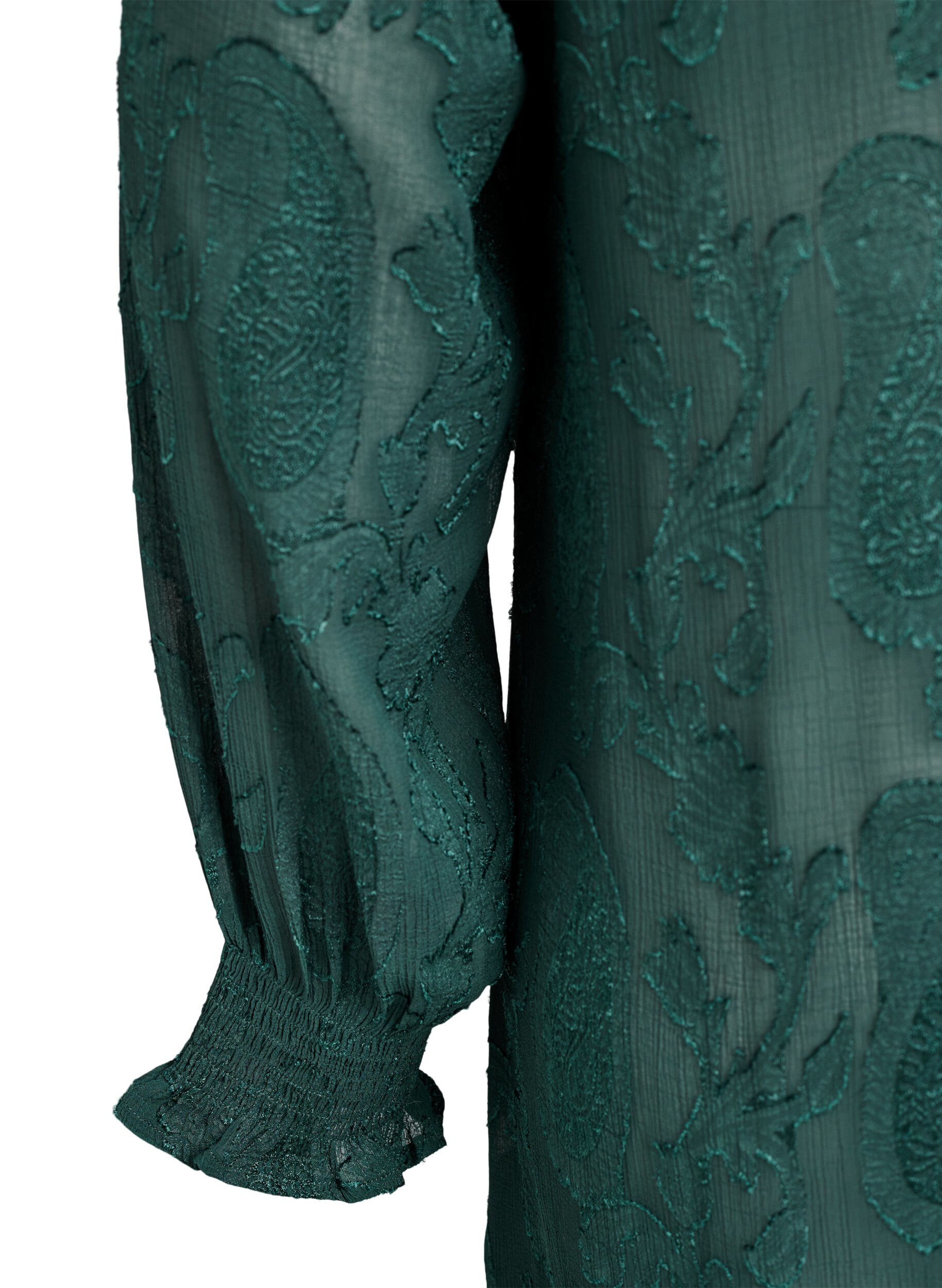 Zizzi Tuniek met paisley-textuur en lange mouwen, Groen, Packshot image number 3