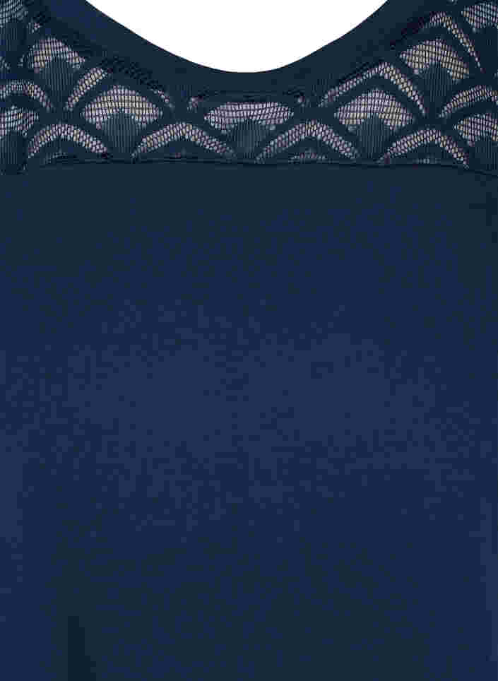 Katoenen t-shirt met korte mouwen en kant, Navy Blazer, Packshot image number 2