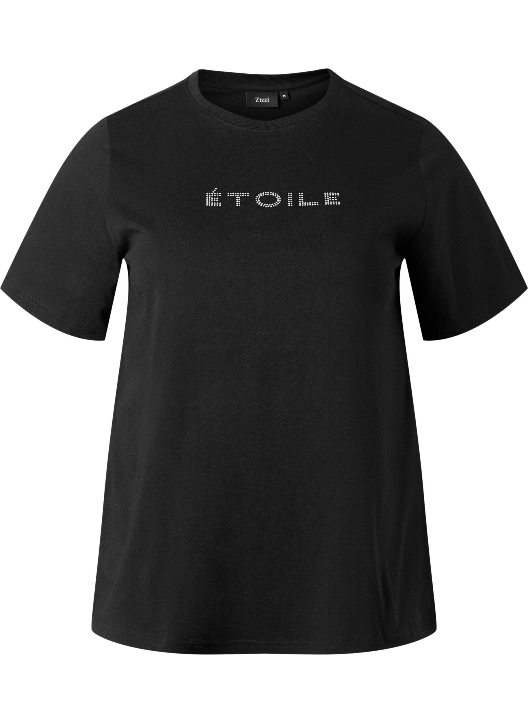 Zizzi T-shirt van biologisch katoen met tekst, Black &Eacute;TOILE, Packshot image number 0