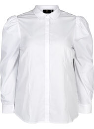 Katoenen blouse met pofmouwen, Bright White