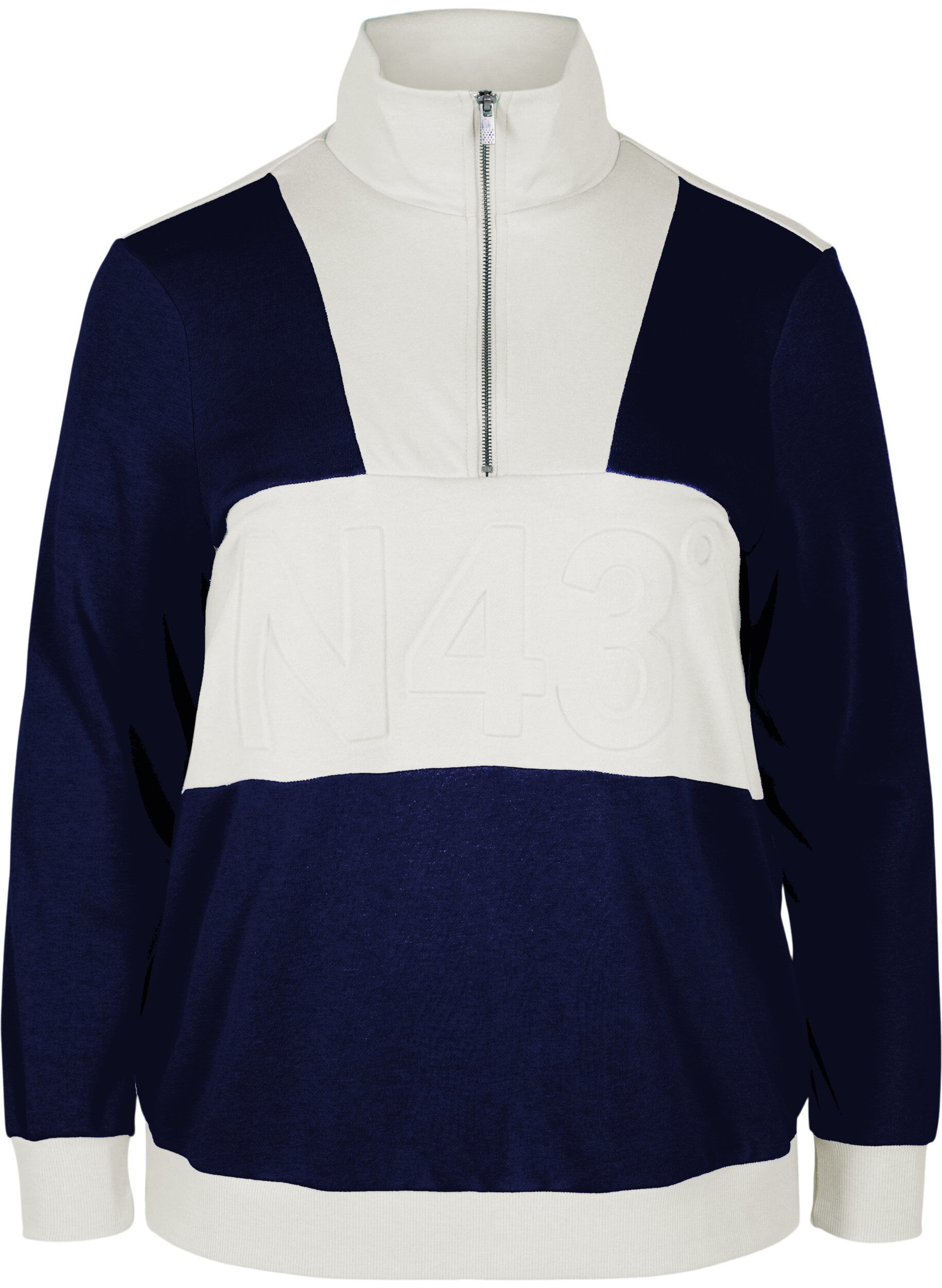 Zizzi Sweatshirt met colorblock, Night Sky/Off White, Packshot image number 0