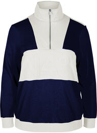 Sweatshirt met colorblock, Night Sky/Off White