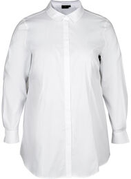 Katoenen blouse met lage mouwen, Bright White