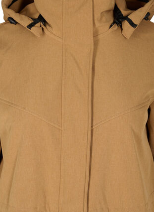 Lange softshell jas met capuchon, Golden Brown Mel., Packshot image number 2