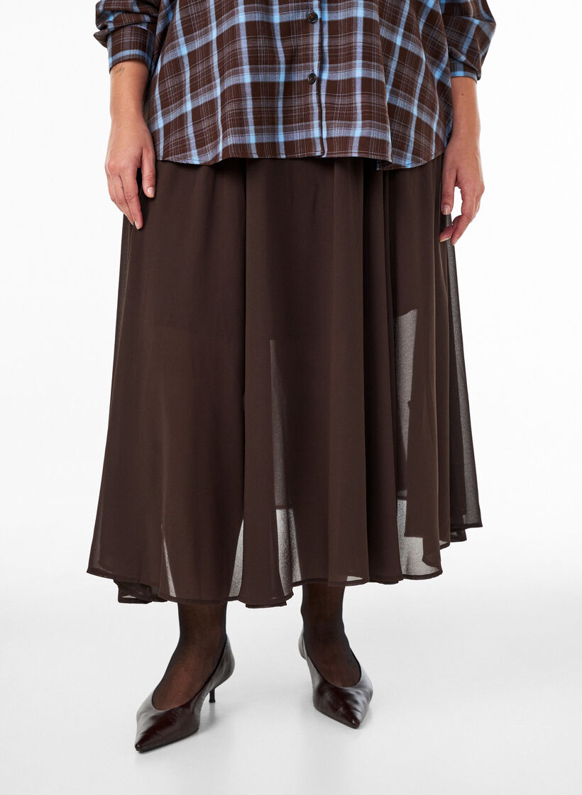 A-lijn midirok, Bruin, Model image number 2