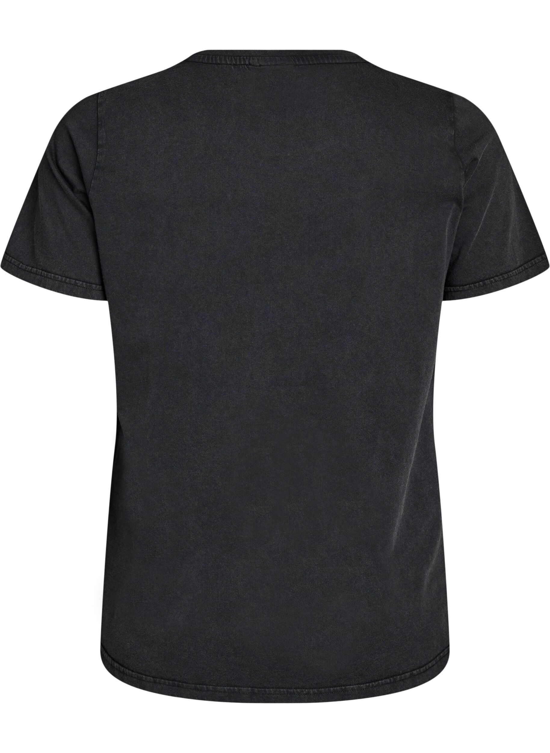 ZizziT-shirt van biologisch katoen met rockprint, Zwart, Packshot image number 1