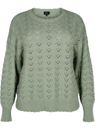 Gebreide blouse met lange mouwen en een opengewerkt patroon, Green Bay