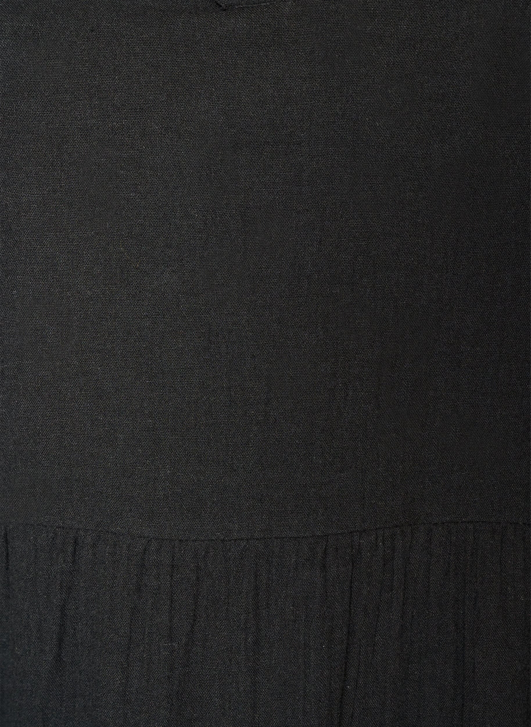 Zizzi A-lijn midi-jurk in katoenen mousseline, Zwart, Packshot image number 2