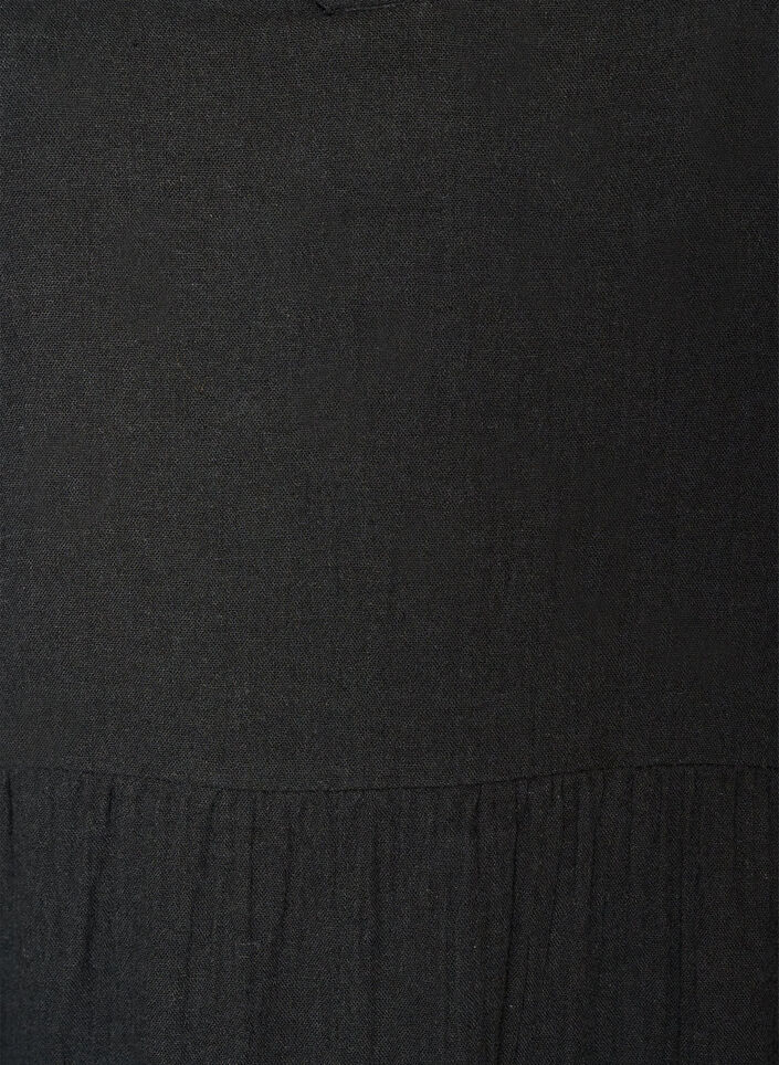 A-lijn midi-jurk in katoenen mousseline, Zwart, Packshot image number 2