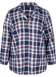 Geruite katoenen pyjama blouse , Navy Comb Check