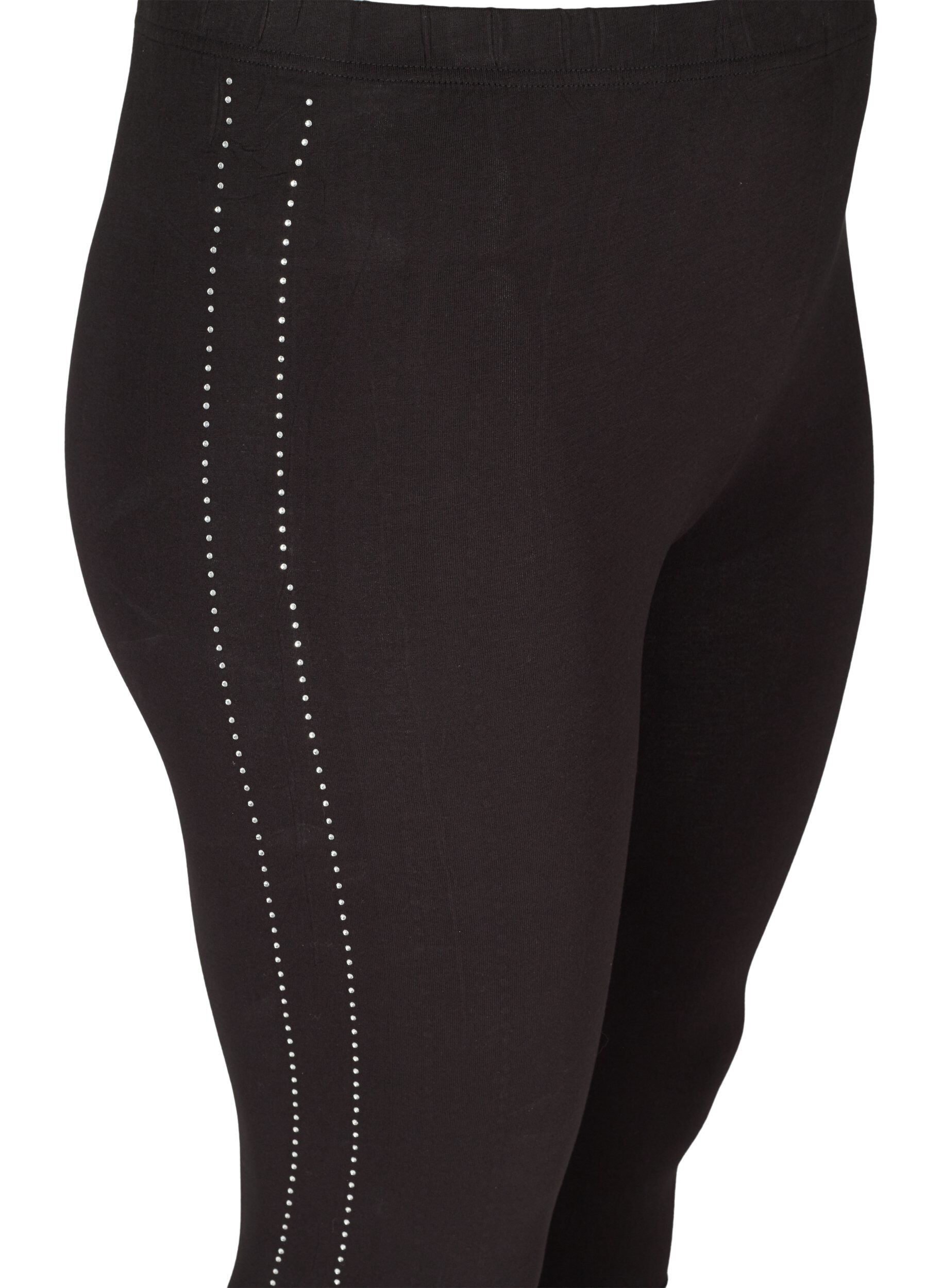 Zizzi Viscose legging met steentjes in de zijkant, Black, Packshot image number 2