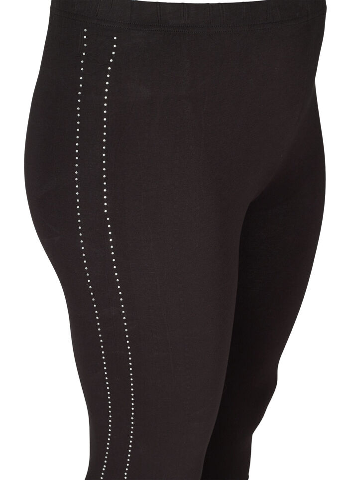Viscose legging met steentjes in de zijkant, Black, Packshot image number 2