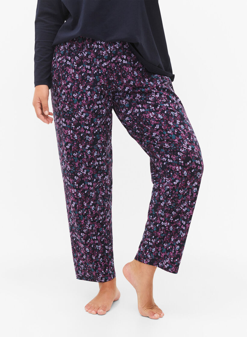 Katoenen pyjamabroek met print, Blauw, Model image number 2