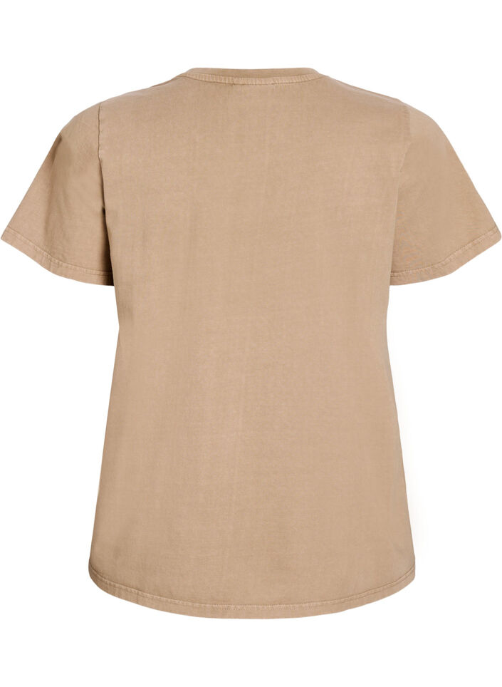 T-shirt in biologische katoen met een gewassen look, Beige, Packshot