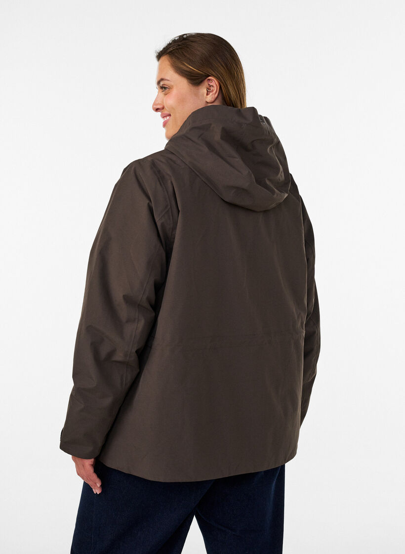 Waterdichte winterjas met afneembare capuchon, Bruin, Model image number 2