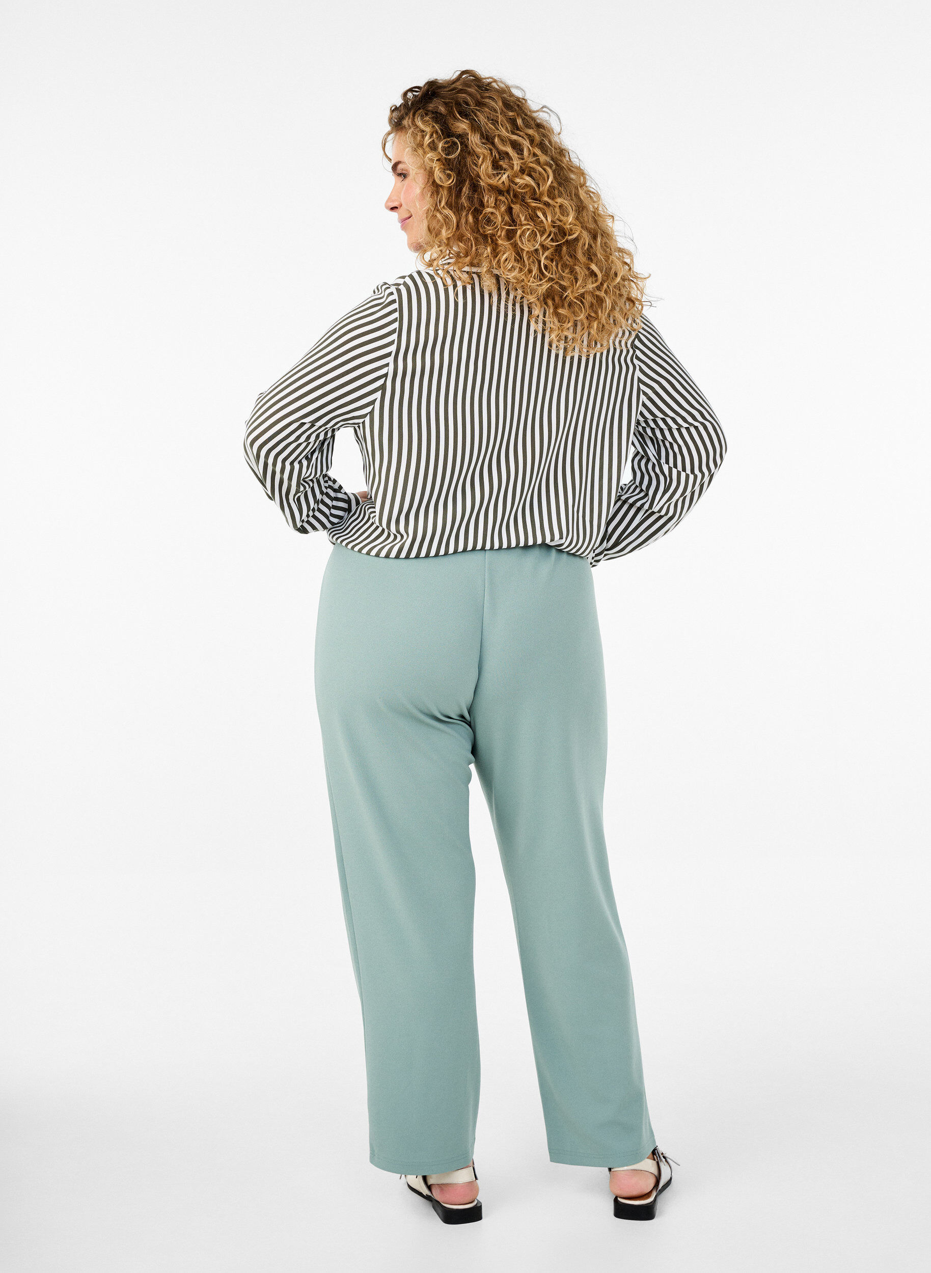 ZizziBroek met rechte pasvorm, Groen, Model image number 1