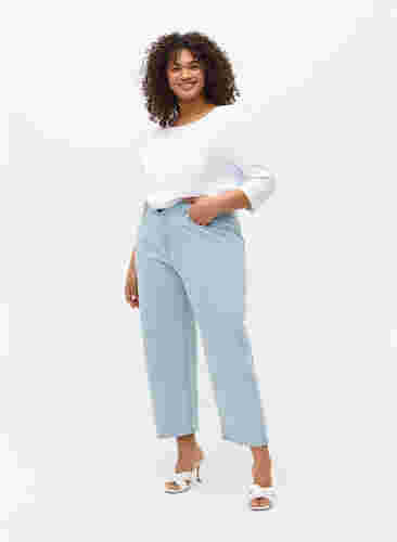 Straight jeans met enkellengte, Light Blue Stripe, Model image number 4