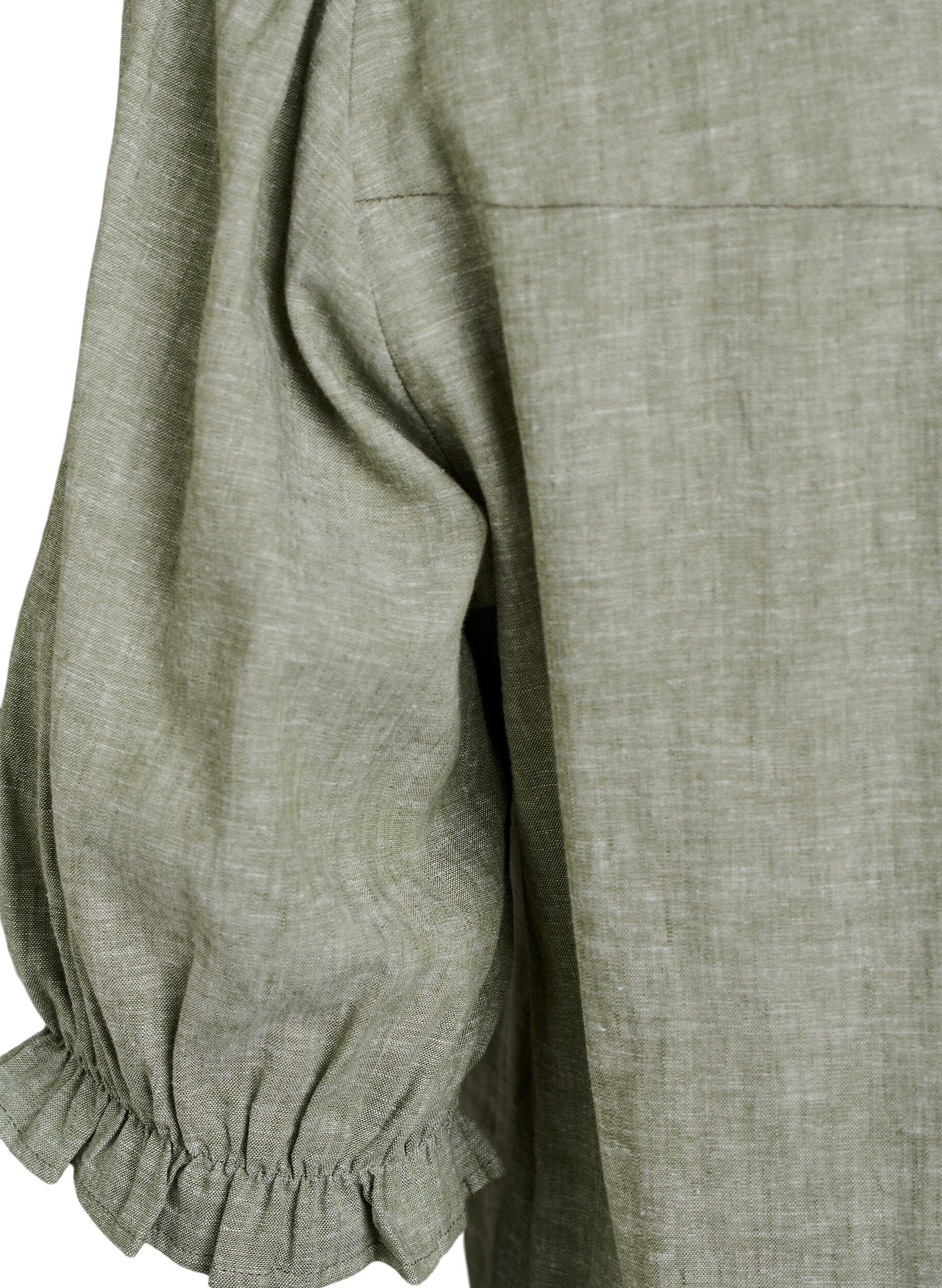 Zizzi Blouse in linnen en viscose met mouwen 1/2, Groen, Packshot image number 3