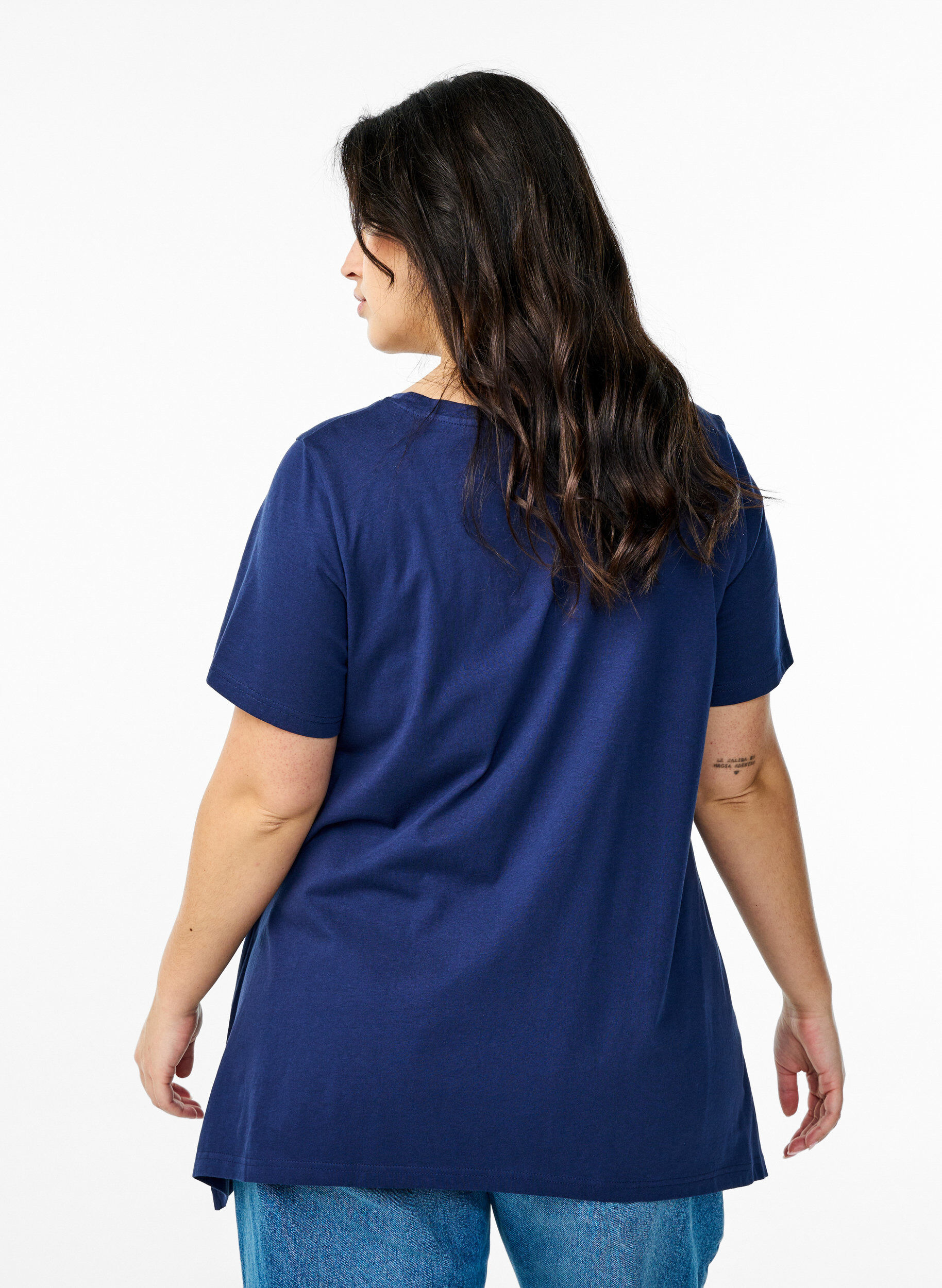 ZizziT-shirt met ronde hals en A-lijn vorm, Blauw, Model image number 2