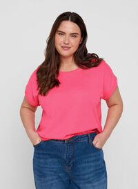 Neonkleurig katoenen T-shirt, Neon Pink, Model