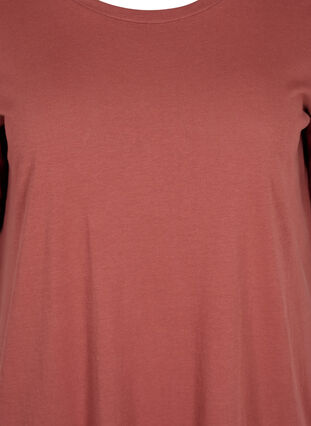 Katoenen t-shirt jurk met 2/4 mouwen, Mahogany, Packshot image number 2