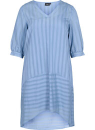 Viscose jurk met 3/4 mouwen en v-hals, Coronet Blue