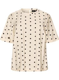Viscose blouse met spots en mouwen 1/2, Vanille