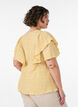 Blouse met smockstructuur en ruchesmouwen, Geel, Model image number 2
