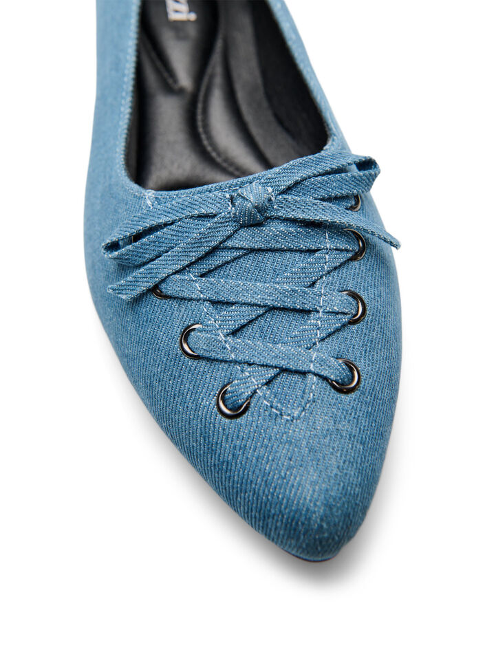 Ballerina flats met vetersluiting, Blauw, Packshot image number 3