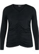 Blouse met v-hals en drapering, Black, Packshot image number 0