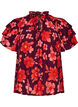 Floral viscose blouse met ruches mouwen, Paars, Packshot image number 0