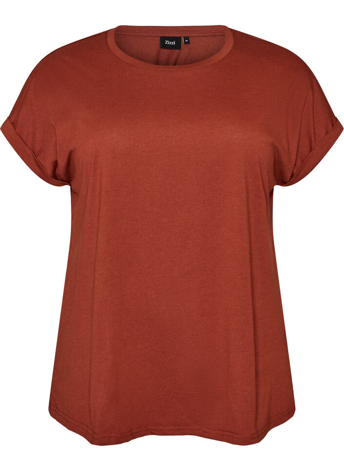 T-shirt met korte mouwen van katoenmix, Rood, Packshot image number 0