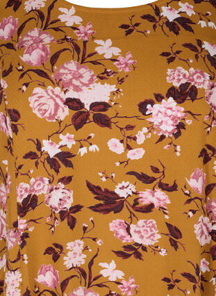Viscose jurk met print en korte mouwen , Yellow Flower, Packshot image number 2