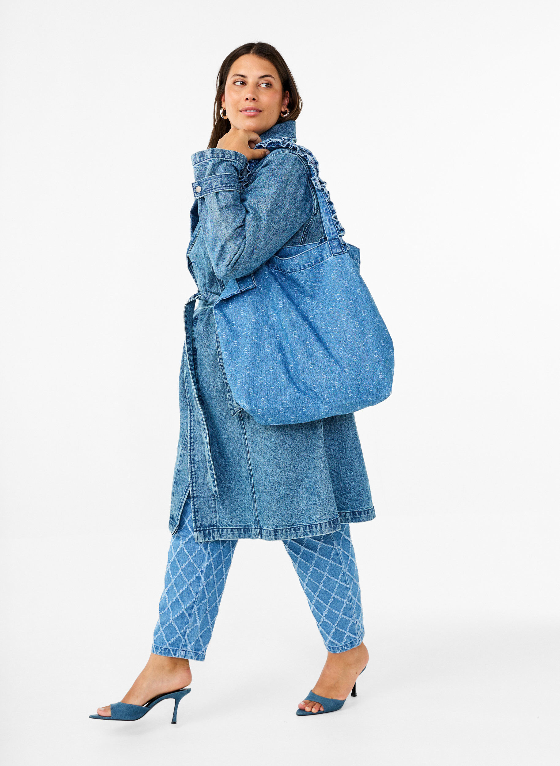 Zizzi Denim winkeltas, Light Blue Denim, Model image number 0