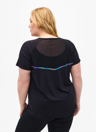 Trainings-T-shirt met mesh en reflecterende details, Black, Model image number 1