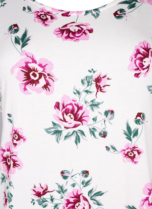 Viscose blouse met korte mouwen en bloemen, White Pink AOP, Packshot image number 2