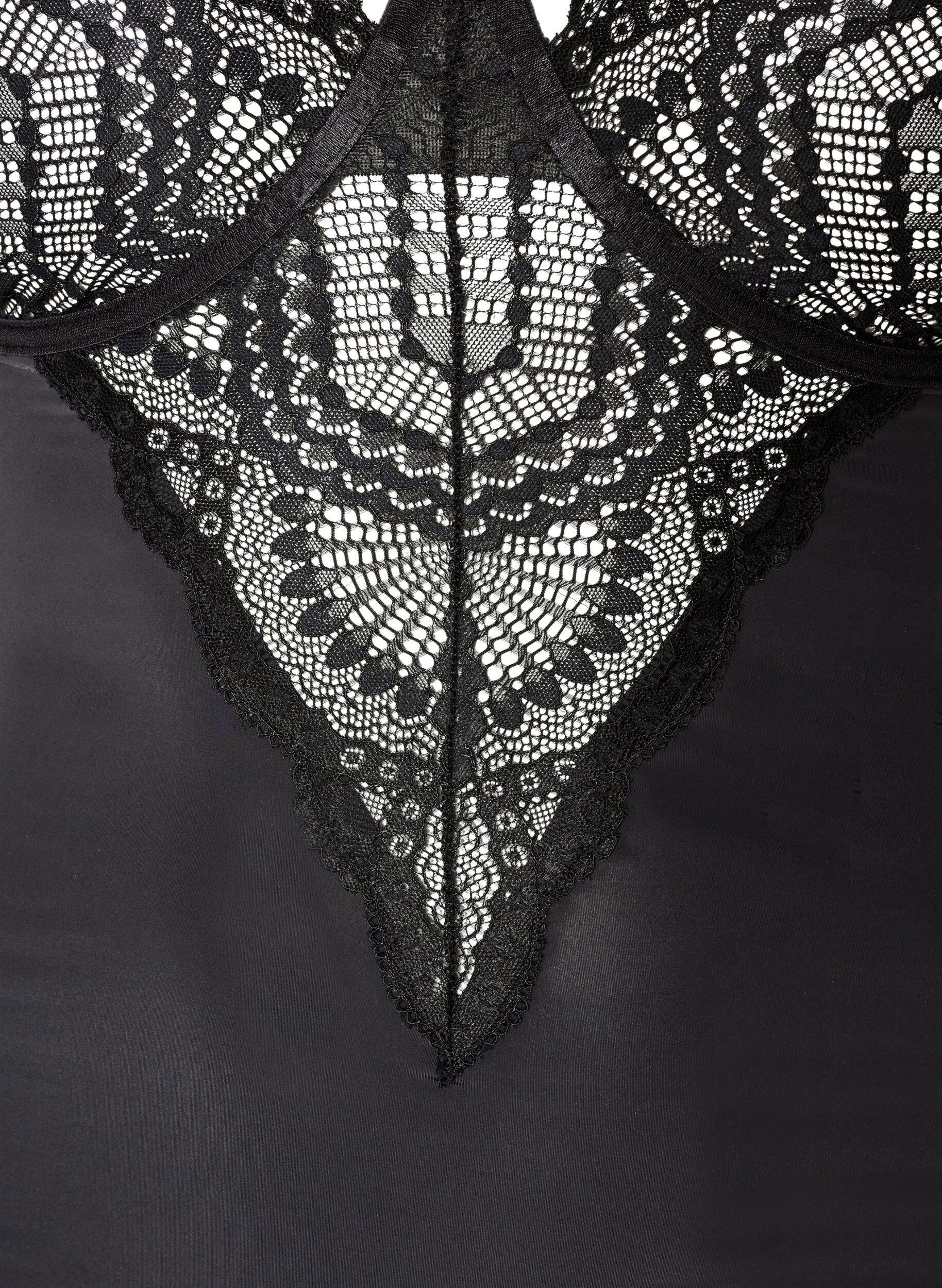 ZizziBody van kant met beugels en bandjesdetails, Zwart, Packshot image number 2