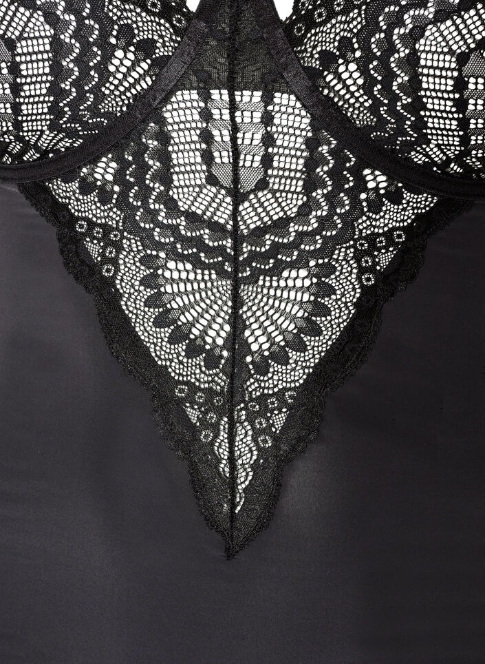 Body van kant met beugels en bandjesdetails, Zwart, Packshot image number 2