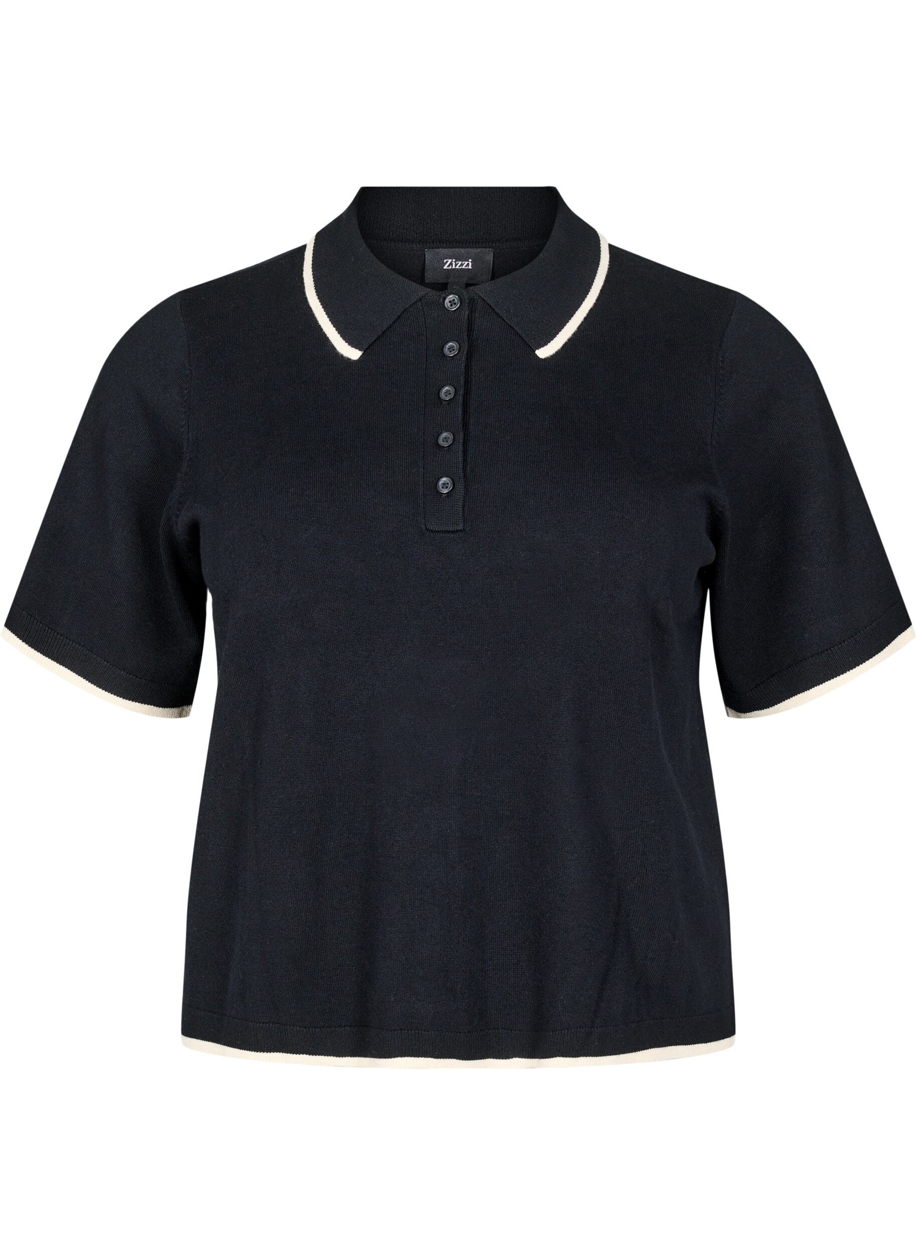 Fijngebreid poloshirt met contrasterende afwerking