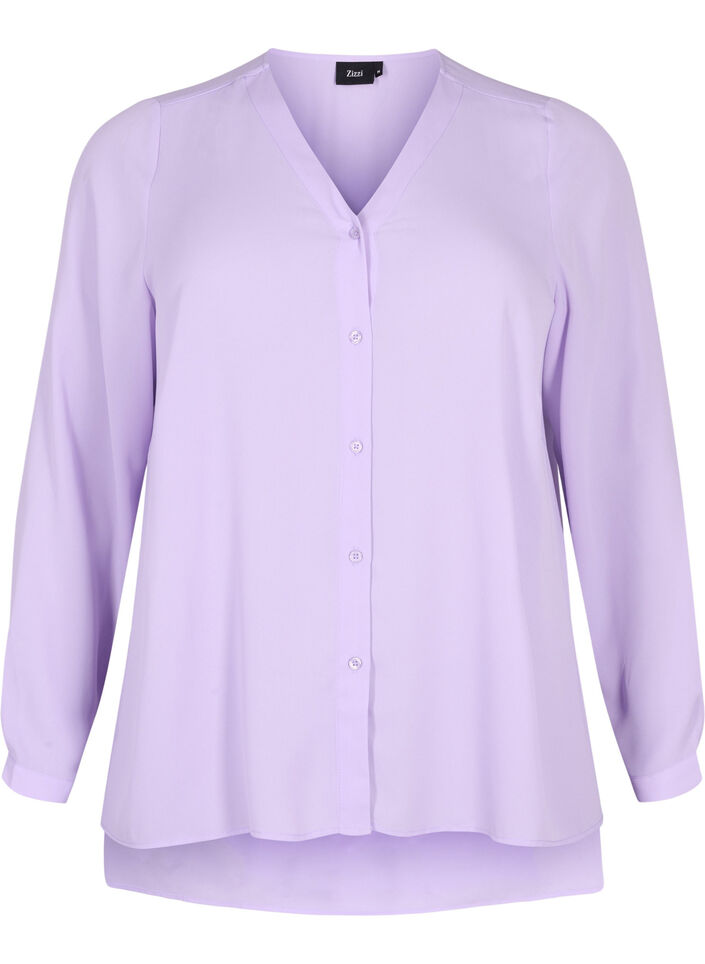 Overhemd met lange mouwen en v-hals, Purple Rose, Packshot image number 0