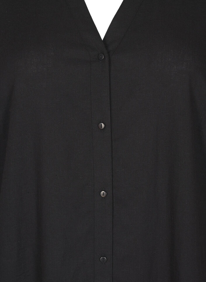 Lang shirt in linnen en viscose, Zwart, Packshot image number 2