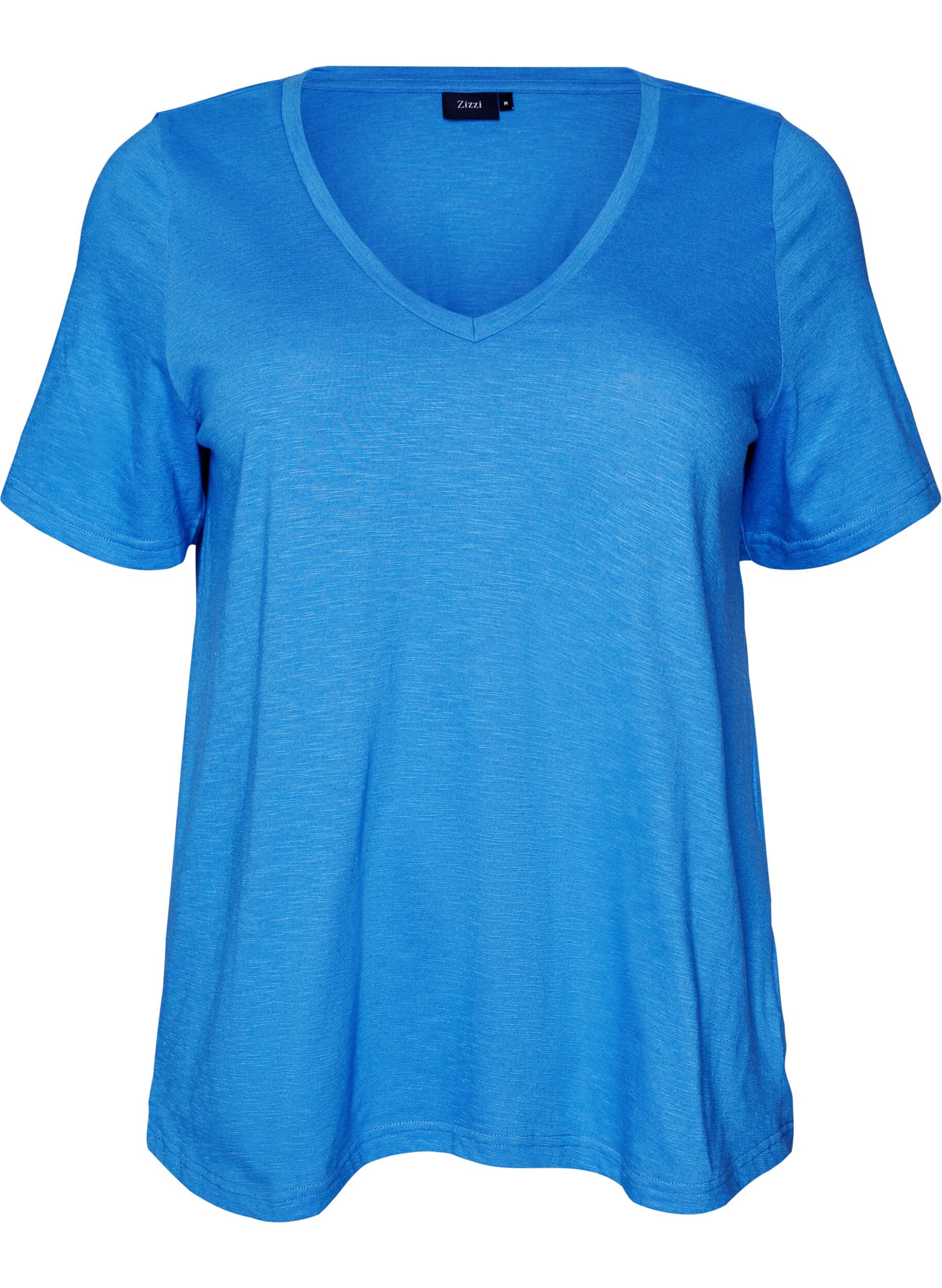 Zizzi Basic t-shirt met korte mouwen en v-hals, Blauw, Packshot image number 0
