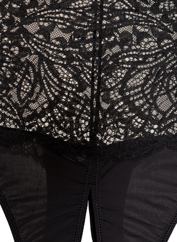 Hipster string zonder kruis met kant en hoge taille, Zwart, Packshot image number 2