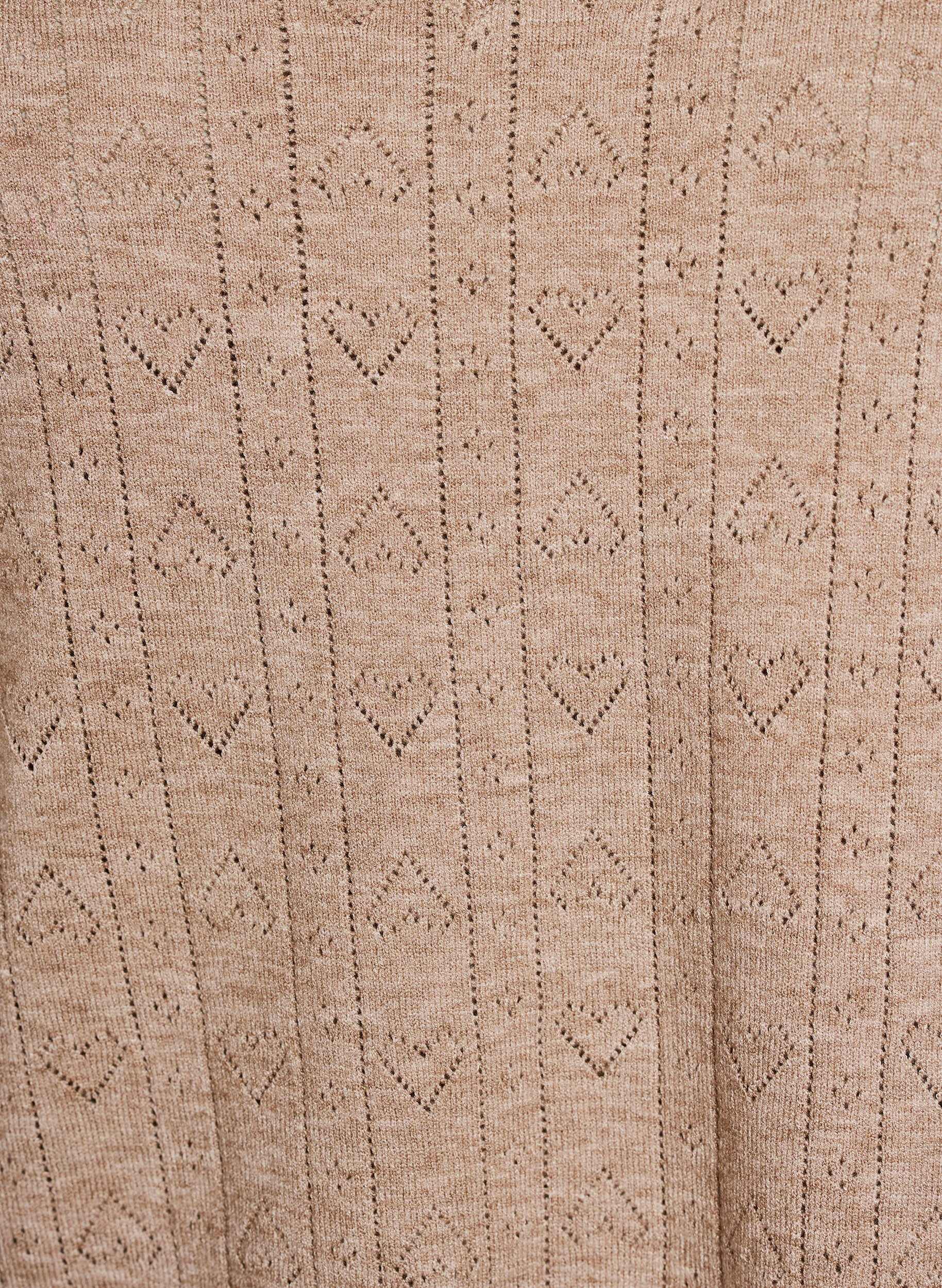 ZizziGebreide blouse met korte mouwen en pointellepatroon, Beige, Packshot image number 2