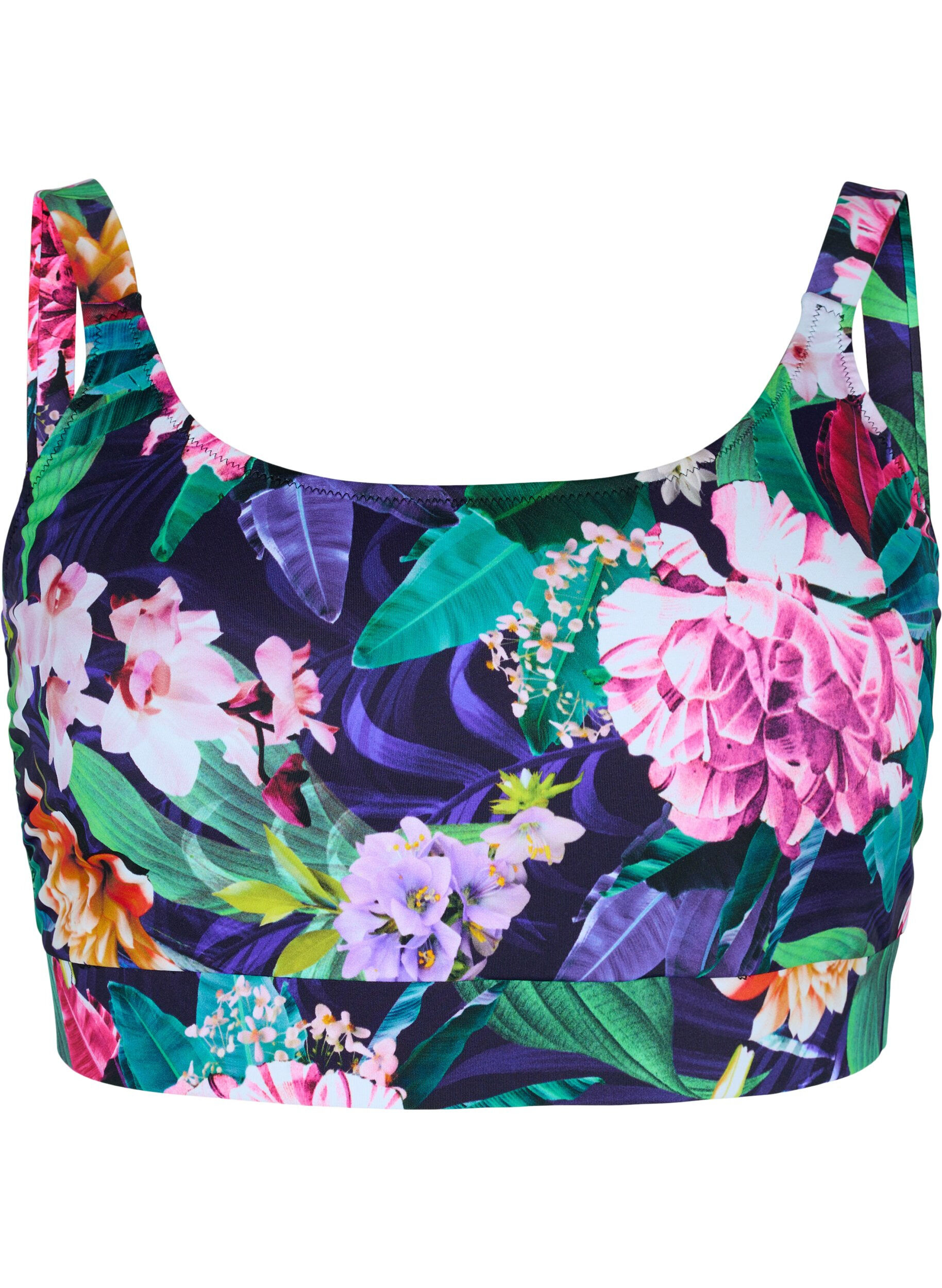 Zizzi Bikini top met verstelbare schouderbandjes, Flower Print, Packshot image number 0