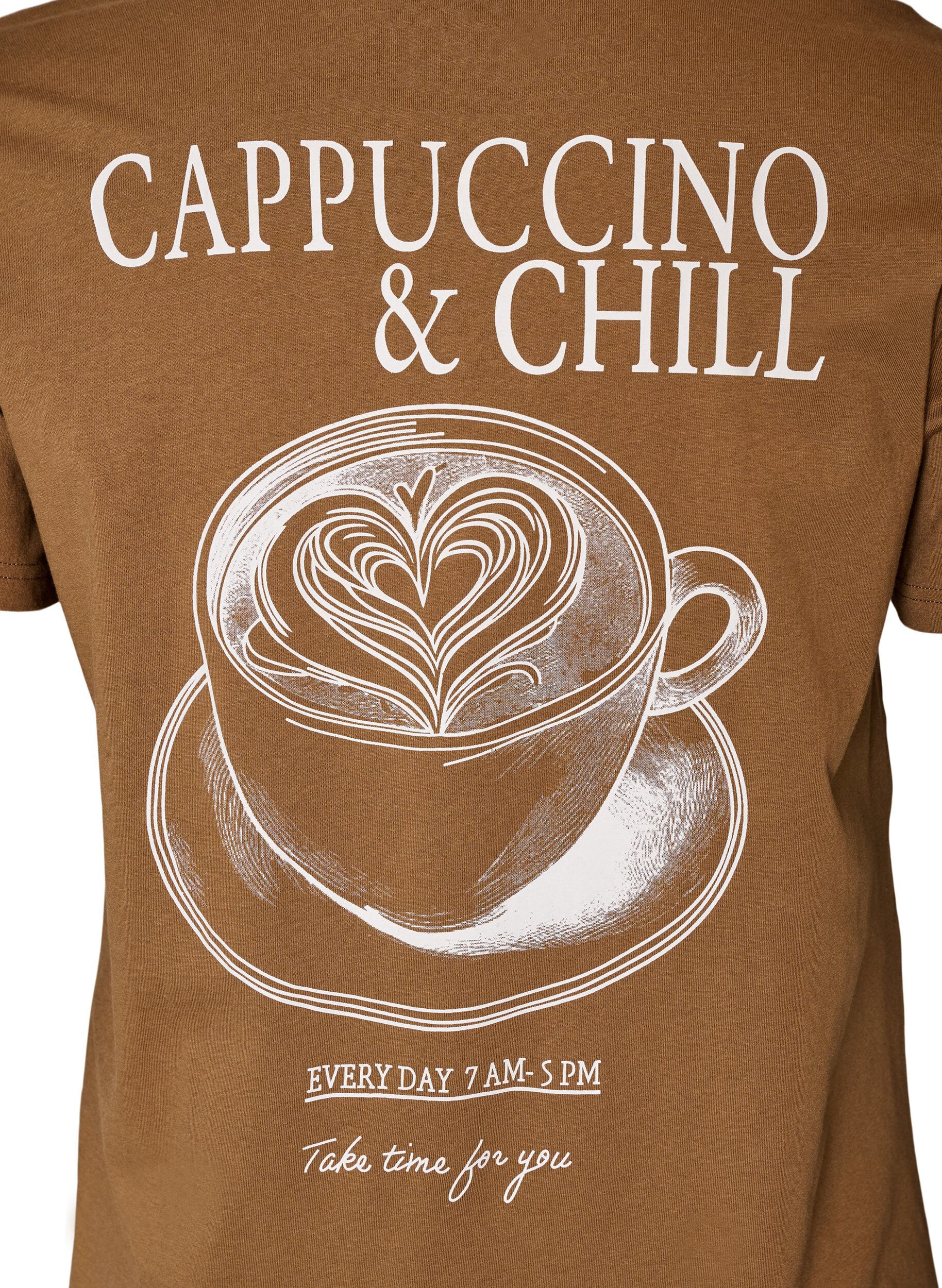 ZizziKatoenen T-shirt met print, Bruin, Packshot image number 3