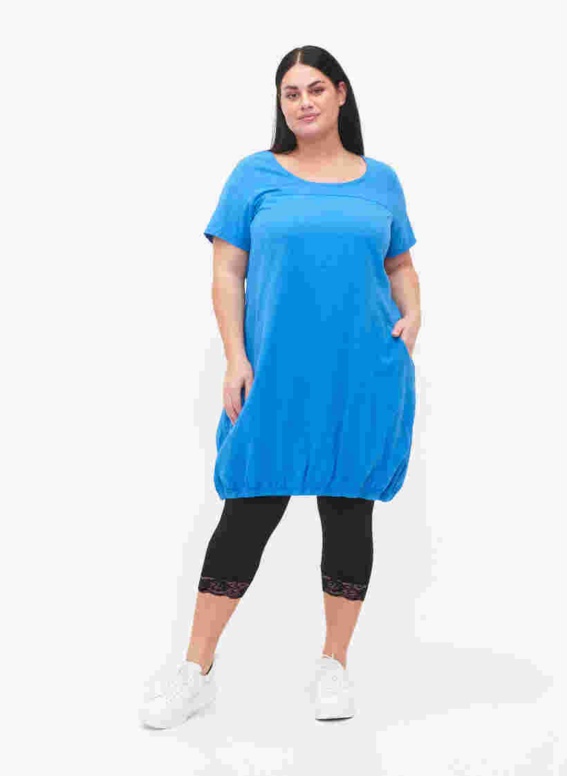 Katoenen jurk met korte mouwen, French Blue, Model image number 2